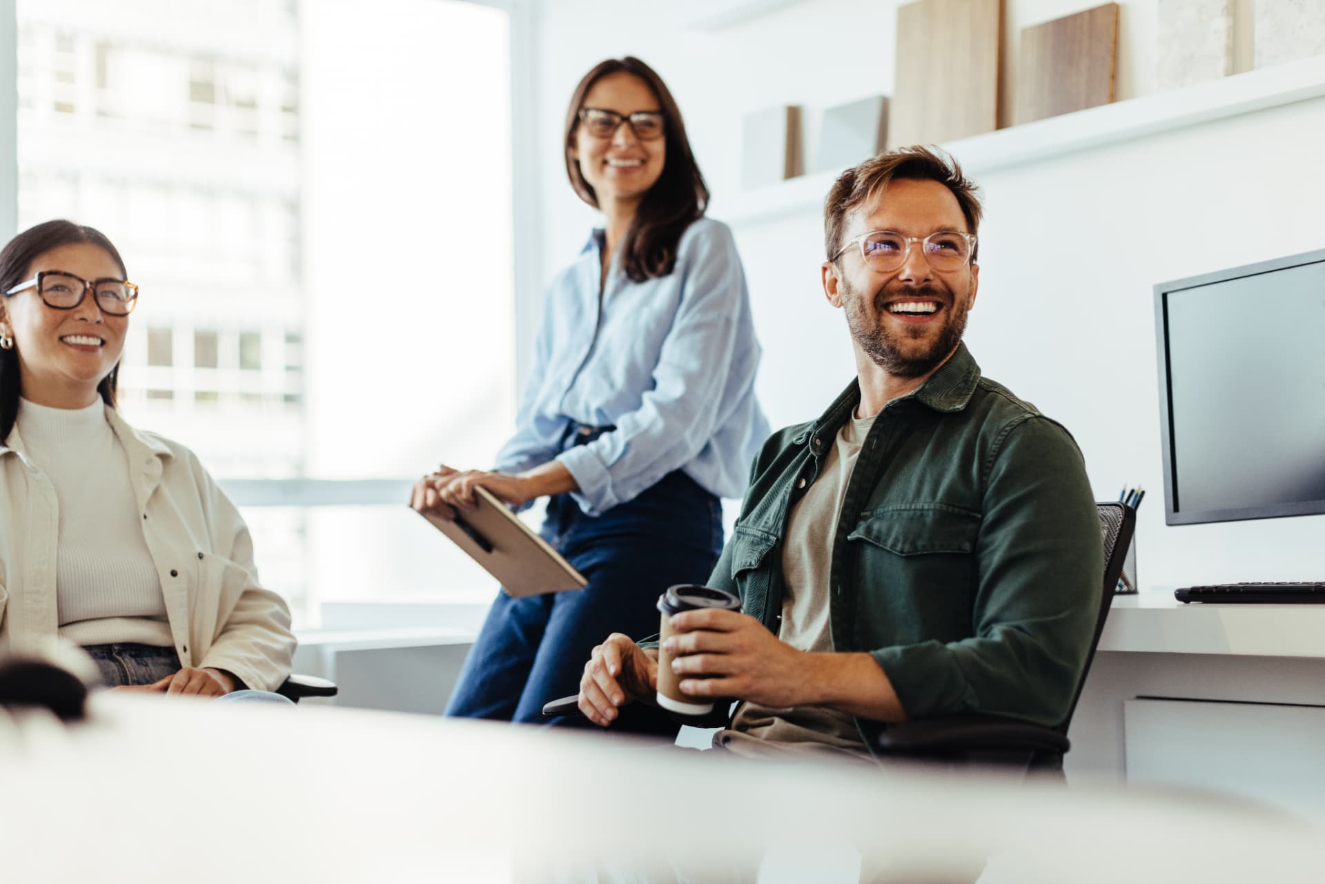 Team collaborating in a bright modern office